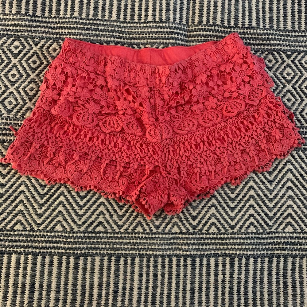 Coral boho shorts